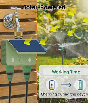 Slimme WiFi Tuinsproeier Timer - 2 Zones, Zonne-energie & App Bediening