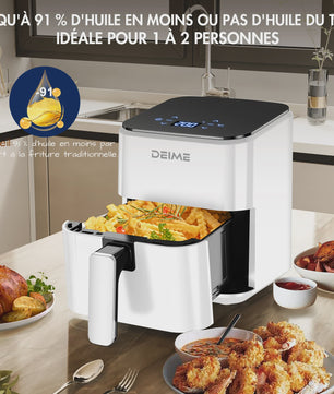 DEIME Compacte Airfryer 2.5L - Olievrij, Digitaal Touchscreen, Vaatwasmachinebestendig
