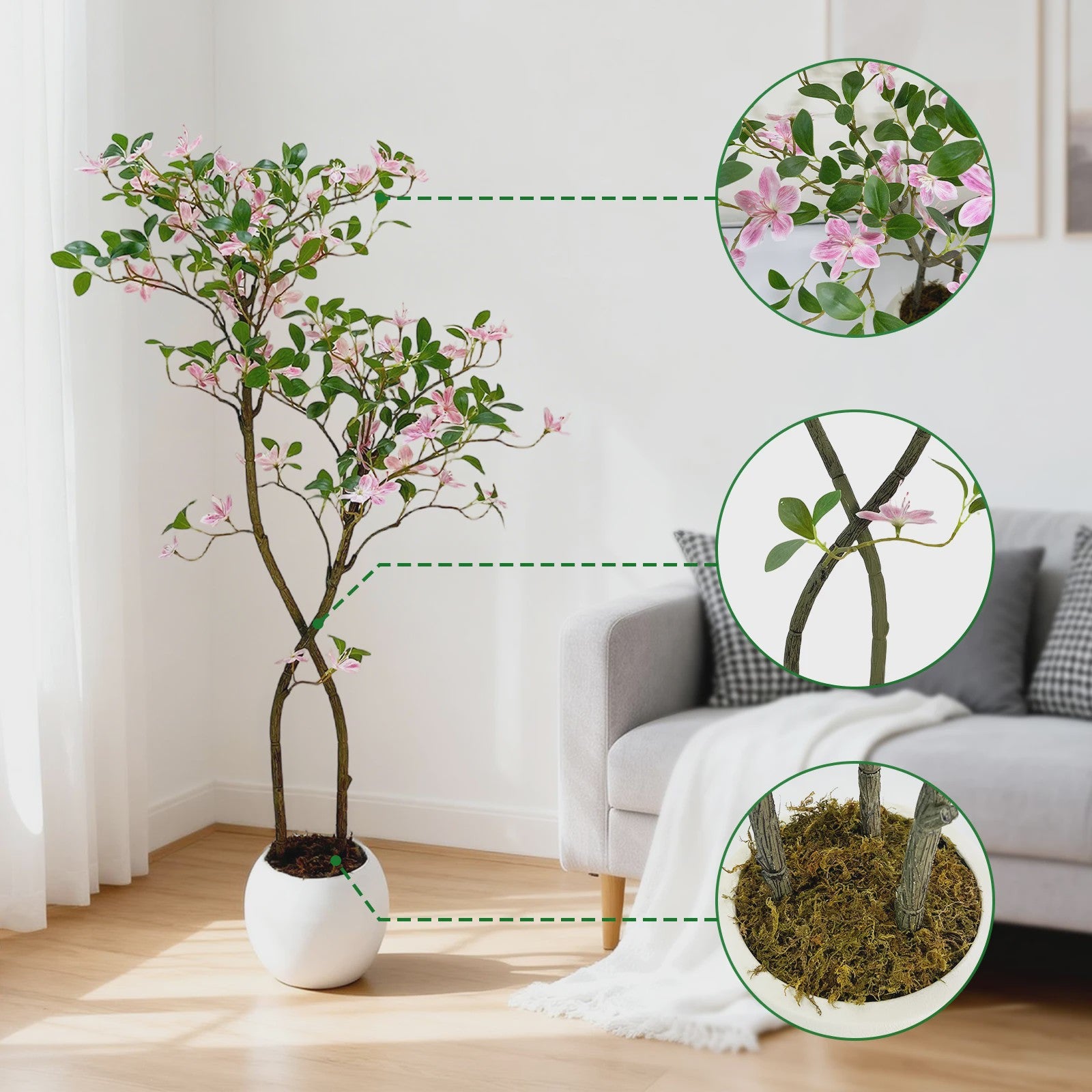 Hoge Kunst Jasmijnboom met Bloemen - Realistische Nep Jasmijnplant voor Binnen & Buiten