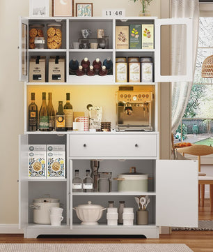 Multifunctioneel Buffetkast Sideboard 105x175cm met Werkblad, Stroompunten en USB - Woonkamer & Keuken
