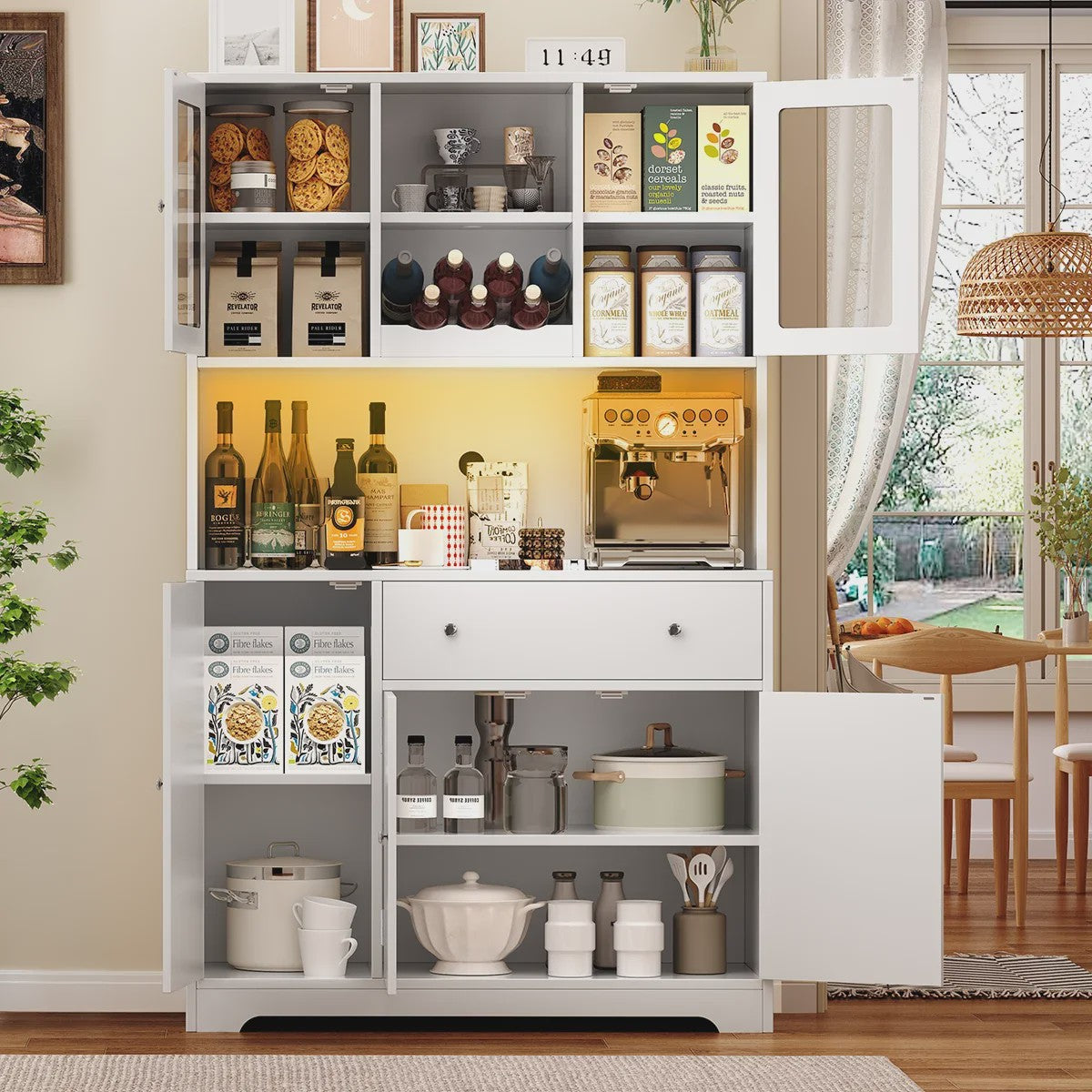 Multifunctioneel Buffetkast Sideboard 105x175cm met Werkblad, Stroompunten en USB - Woonkamer & Keuken
