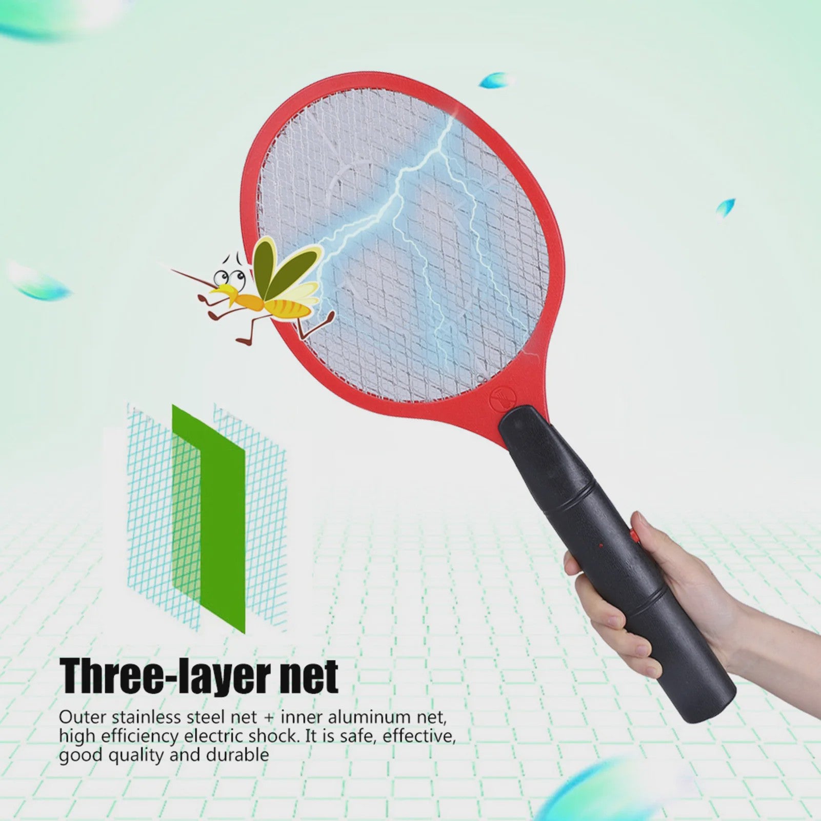 Elektrische Vliegenmepper - Draadloos & Batterij-aangedreven Insectendoder