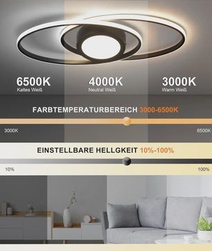 Moderne Zwarte LED Plafondlamp 48W Dimbare met Afstandsbediening & Kleurtemperatuur 3000K-6500K