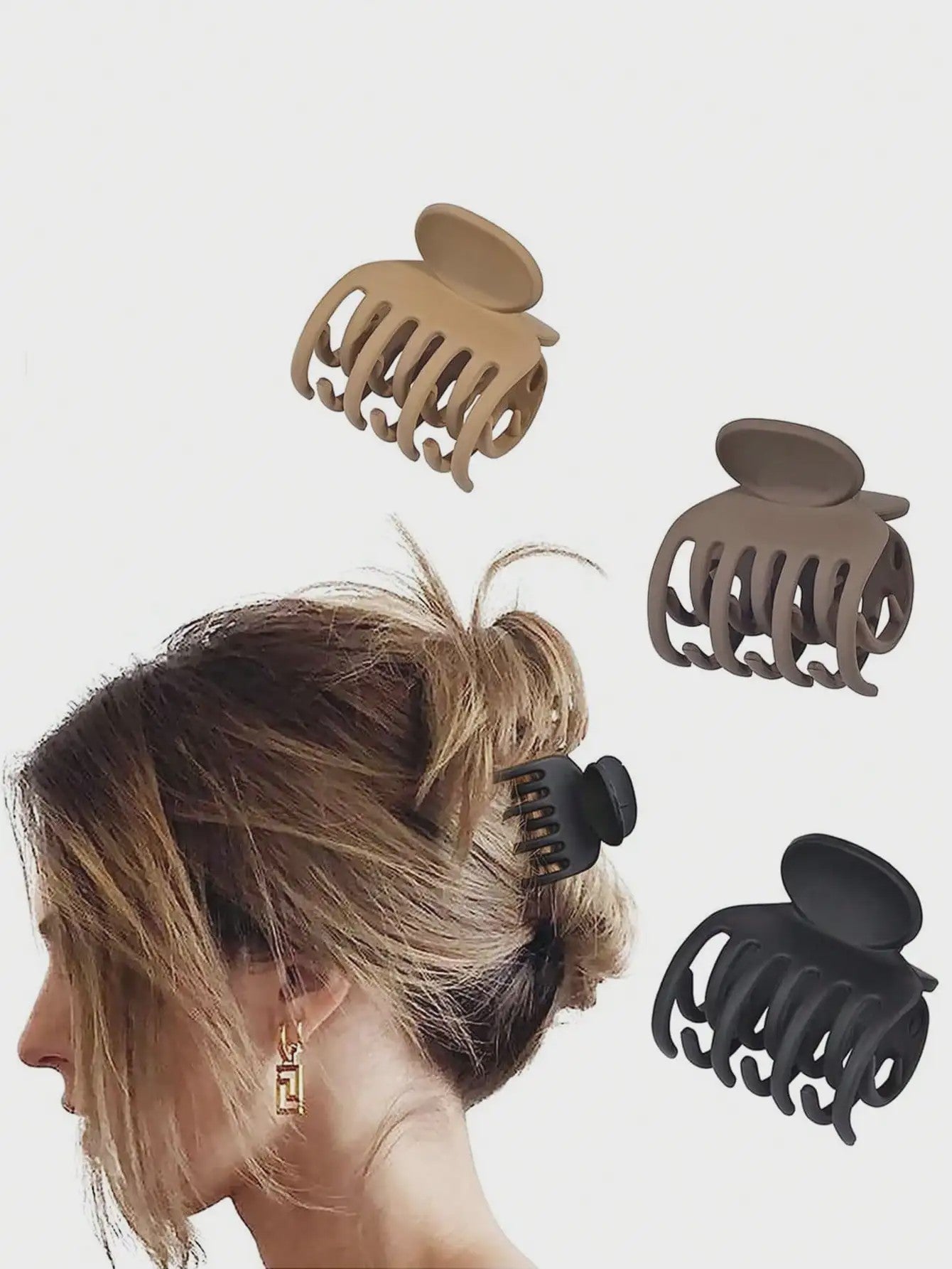 Set van 3 of 12 Matte Mini Klipjes voor Dun Haar - 4 cm - Antislip Haaraccessoires
