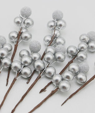 10x Gouden Bessen Decoratie Takjes - Kunstkerstboom & Krans Versiering