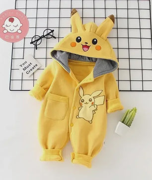Schattige Pikachu Pyjama Romper voor Baby's en Peuters - Warm & Comfortabel
