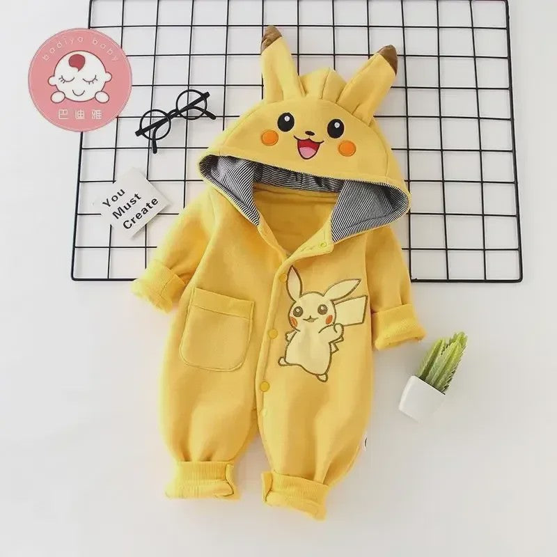 Schattige Pikachu Pyjama Romper voor Baby's en Peuters - Warm & Comfortabel