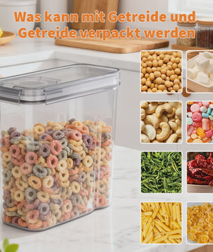 Set van 4 Transparante Voorraadcontainers voor Granen & Voedsel - 4L