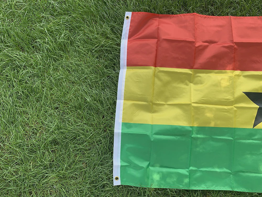 Ghana Vlag 150x90cm - Hoge Kwaliteit Polyester, Dubbelzijdig Bedrukt