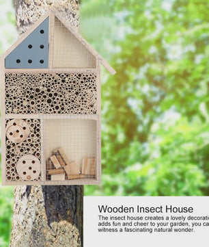 Houten Insectenhotel voor Tuin - Veilig Bijenhotel met Diverse Tunnels