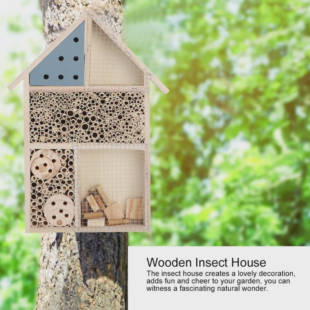 Houten Insectenhotel voor Tuin - Veilig Bijenhotel met Diverse Tunnels
