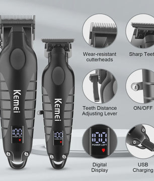 Kemei Professionele Heren Trimmer Kit - Elektrische Baard- en Haarklipper KM-2290/KM-2293/KM-1102