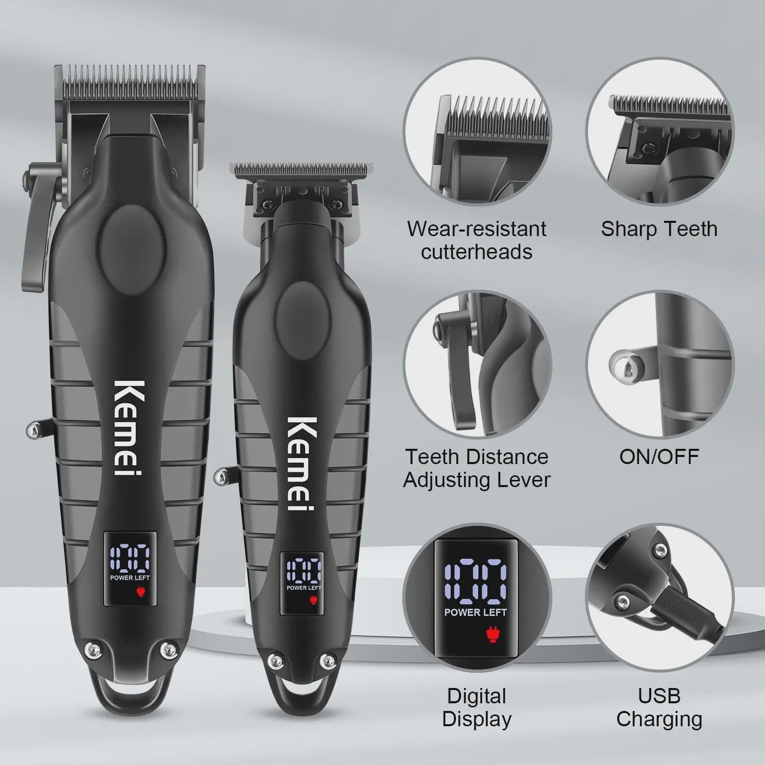 Kemei Professionele Heren Trimmer Kit - Elektrische Baard- en Haarklipper KM-2290/KM-2293/KM-1102