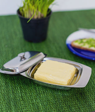 Boterdoos met Handvat - Roestvrij Staal Look - Vaatwasserbestendig - 250g Boter