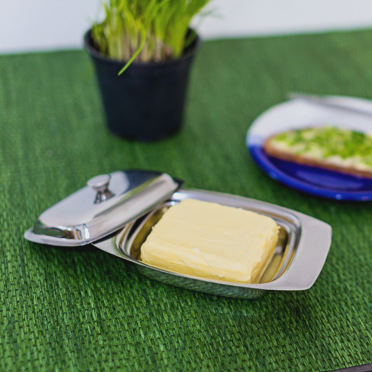 Boterdoos met Handvat - Roestvrij Staal Look - Vaatwasserbestendig - 250g Boter