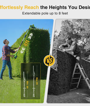 TaskStar Snoerloze Heggenschaar op Steel - 50cm Dubbelzijdig Mes, 2x 4000mAh Accu