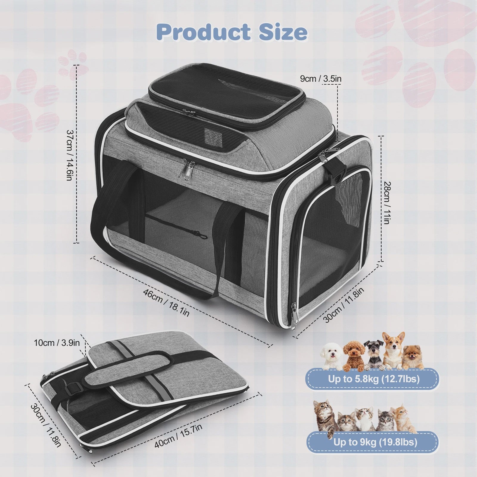 Cat Carrier Backpacks Expandable Cat Backpack with Shade Cover, Breathable Mesh Pet Carrier Backpack Bag for Travel Hiking Campi