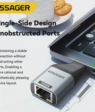 Essager Gigabit Type-C naar Ethernet Adapter 1000Mbps RJ45 Netwerkkaart