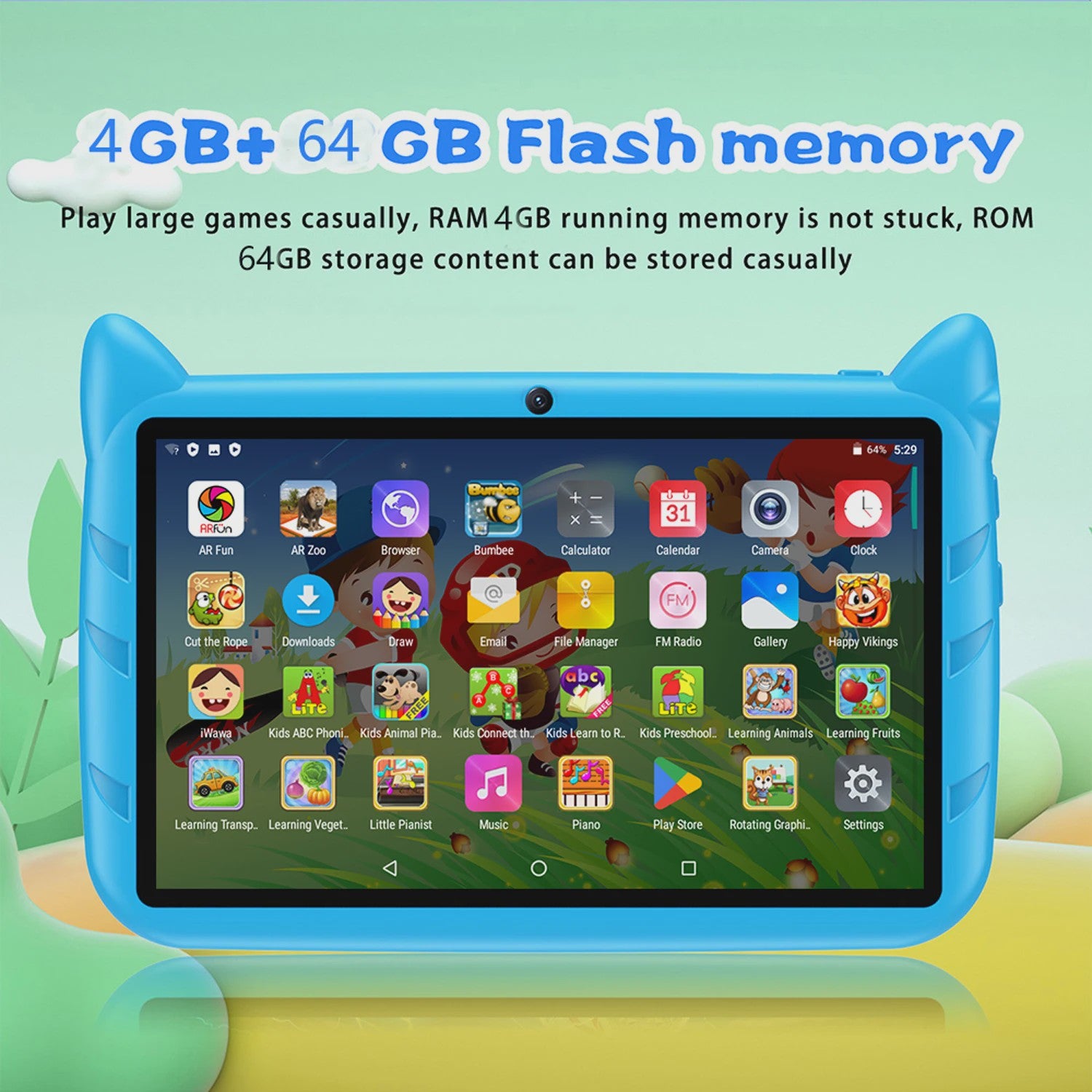 Kinder Tablet 7 Inch Android 13 - 4GB RAM/64GB Opslag - Educatief & Leuk Cadeau - WiFi 5G