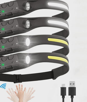 Oplaadbare LED Hoofdlamp met COB Sensor en 6 Modi - Ideaal voor Buiten en Werk