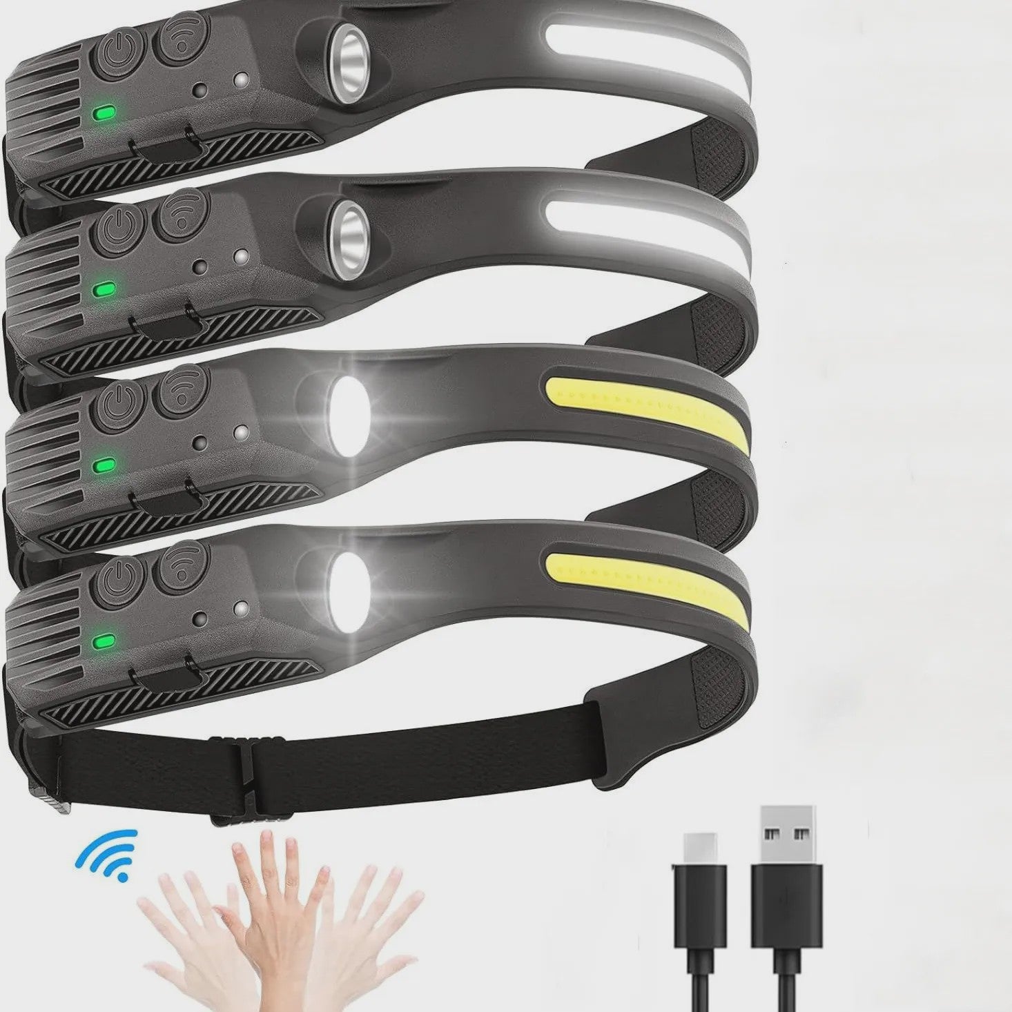 Oplaadbare LED Hoofdlamp met COB Sensor en 6 Modi - Ideaal voor Buiten en Werk