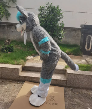 Luxe Grijze Wolf Husky Fursuit Mascotte Kostuum voor Volwassenen