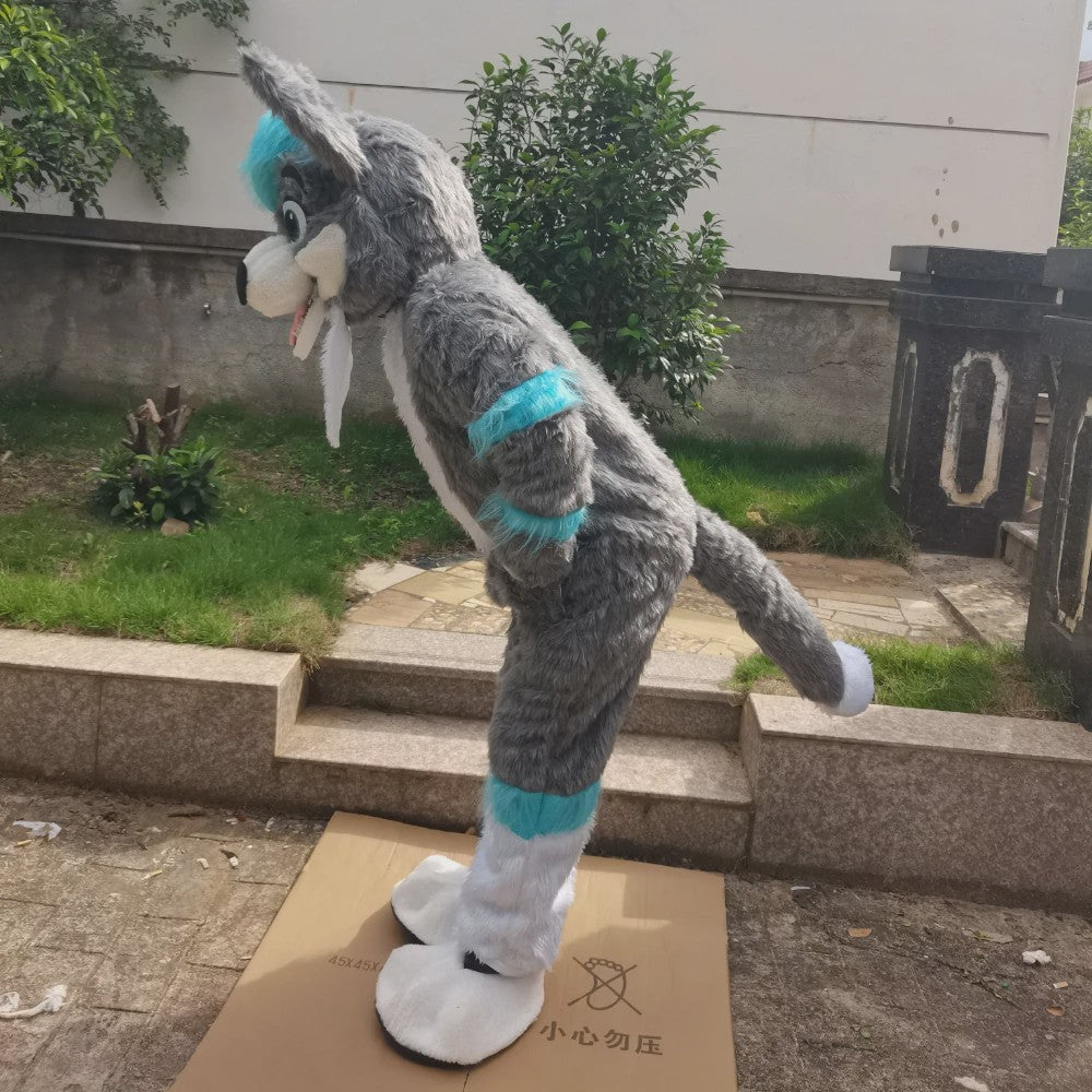 Luxe Grijze Wolf Husky Fursuit Mascotte Kostuum voor Volwassenen