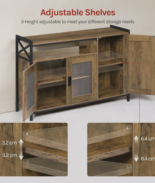 Stijlvolle Houten Keukenkast met 3 Deuren en Verstelbare Planken - 110x75x33cm