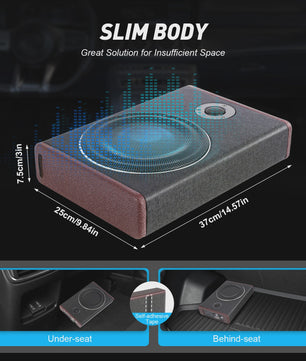 Compacte 8-Inch Auto Subwoofer met Ingebouwde Versterker - Krachtig Geluid Onder de Stoel