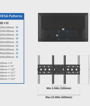 Verrijdbare TV standaard met zwenkwielen voor 26-65 inch schermen tot 100kg