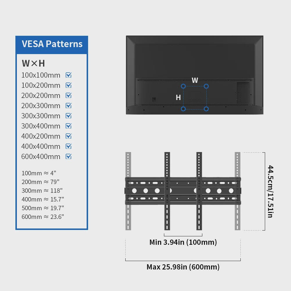 Verrijdbare TV standaard met zwenkwielen voor 26-65 inch schermen tot 100kg