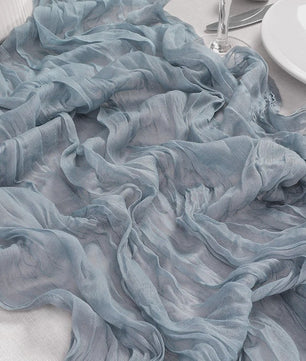 Stoffen Tafel Runner Boho Stijl - Dusty Blue - Chic Decoratie voor Feestdagen & Babyborrels
