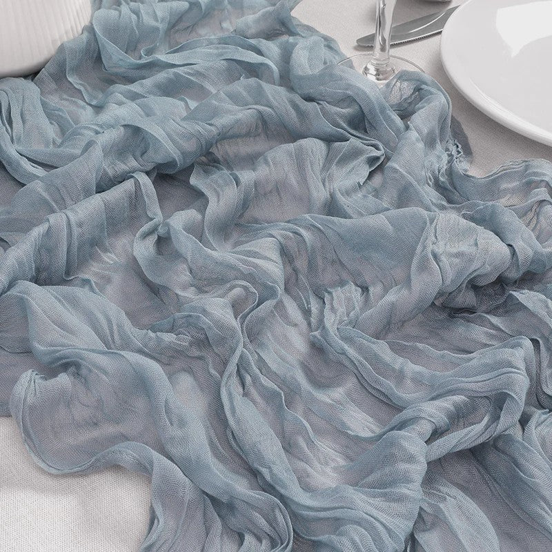 Stoffen Tafel Runner Boho Stijl - Dusty Blue - Chic Decoratie voor Feestdagen & Babyborrels