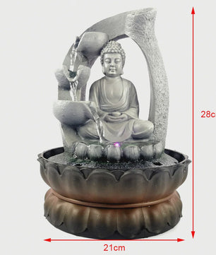 Zen Boeddha Waterval Tafeldecoratie met LED Verlichting