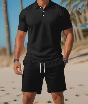 Zomerse Heren Polo Shirt en Mesh Shorts Set - Casual & Ademend - Plus Size