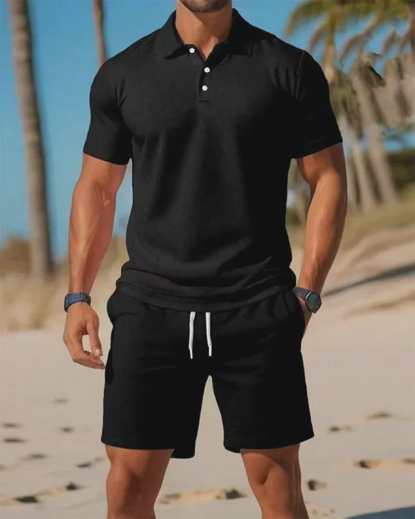 Zomerse Heren Polo Shirt en Mesh Shorts Set - Casual & Ademend - Plus Size