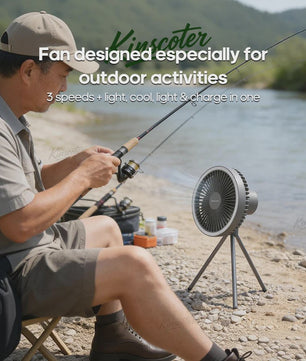 Draagbare Camping Ventilator met 10000mAh Batterij, LED Verlichting & Powerbank Functie