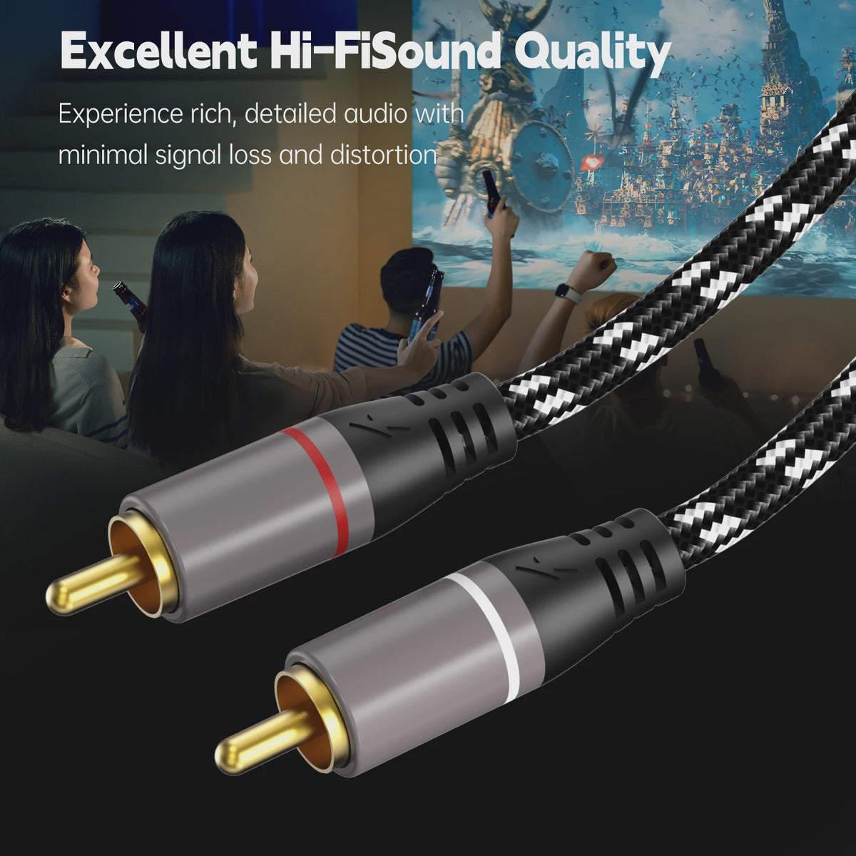 HIFI RCA Audiokabel 2RCA naar RCA - Stereo Audio Verbinding voor Home Theater, TV, Versterker