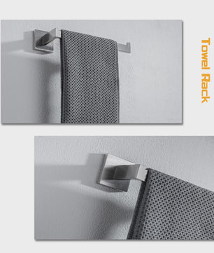 Complete Badkamer Accessoires Set - Zwart & Geborsteld Staal