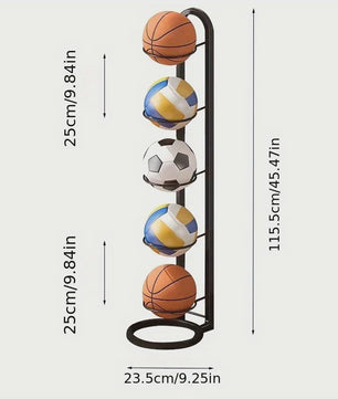 Zwarte Metalen Sportbal Organizer - Multifunctioneel Rek voor Ballen