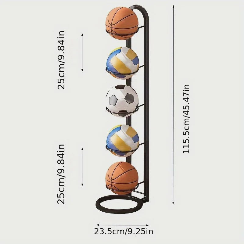 Zwarte Metalen Sportbal Organizer - Multifunctioneel Rek voor Ballen
