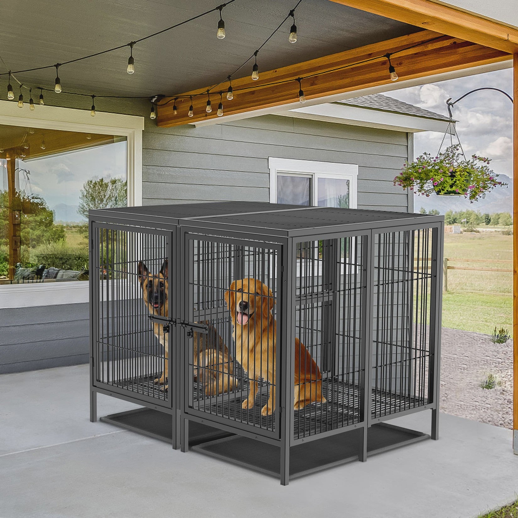 Heavy Duty Hondenbench 52 Inch Extra Groot Metaal met Uitneembaar Tussenschot - Trainingskennel & Speelpen