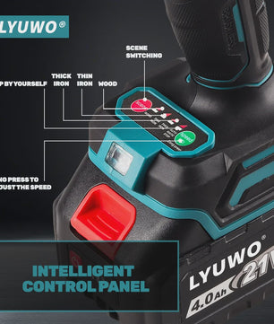 LYUWO Krachtige Accu Klopboormachine: Borstelloos, 3300RPM, 4-Snelheden, LED, Vrouwvriendelijk