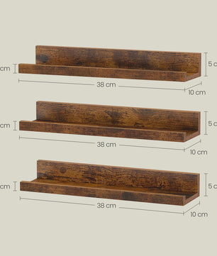 Set van 3 Wandplanken 38cm - Zwevend & Sfeervol Houtdesign