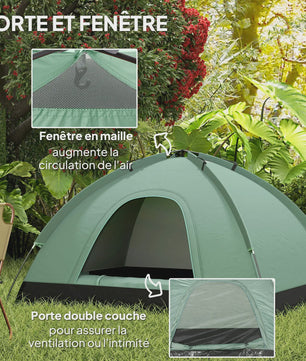 Outsunny 2-Persoons Koepeltent - Camouflage, Lichtgewicht & Ventilerend