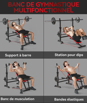 SPORTNOW Multifunctionele Bodybuilding Bank met Verstelbare Rugleuning en Beensteun
