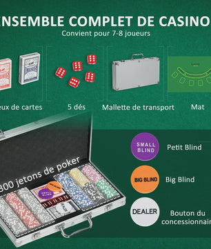 Complete Poker Koffer Set met Chips, Kaarten, Dobbelstenen en Speelmat