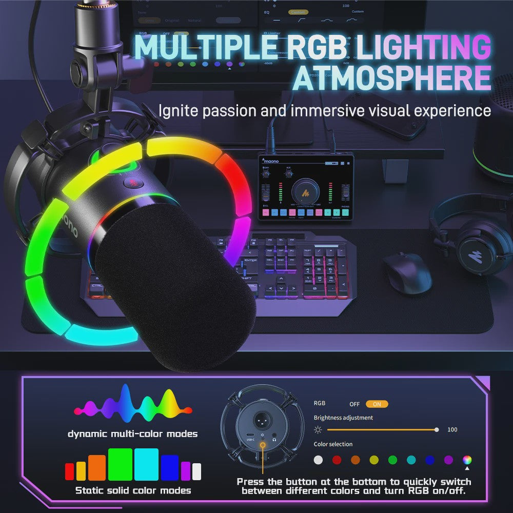 MAONO PD200X Dynamische XLR/USB Microfoon - Gaming, Streaming & Opnames met Mute & Gain Controle