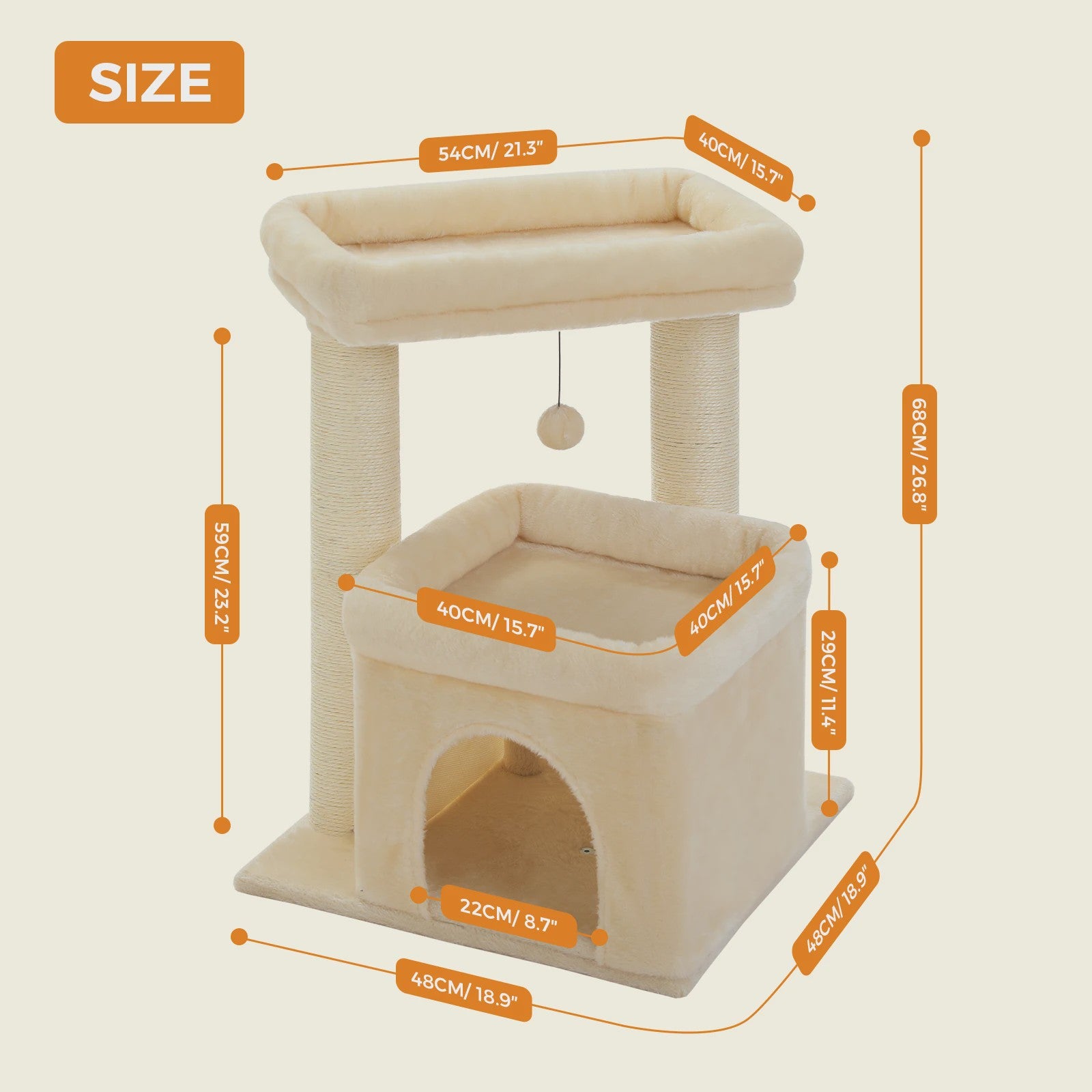 Kattenboom met Condo, Dubbele Perch en Krabpalen - Perfect voor Binnenkatten en Kittens