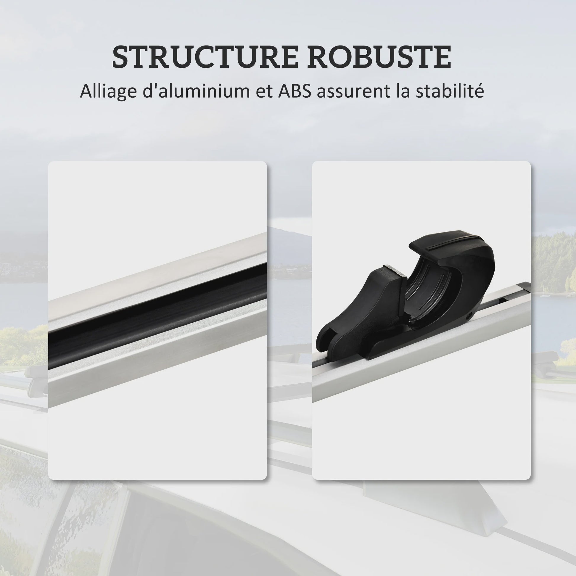 HOMCOM car roof bars lock luggage rack 2 Keys provided aluminum alloy x 5,5x7 c